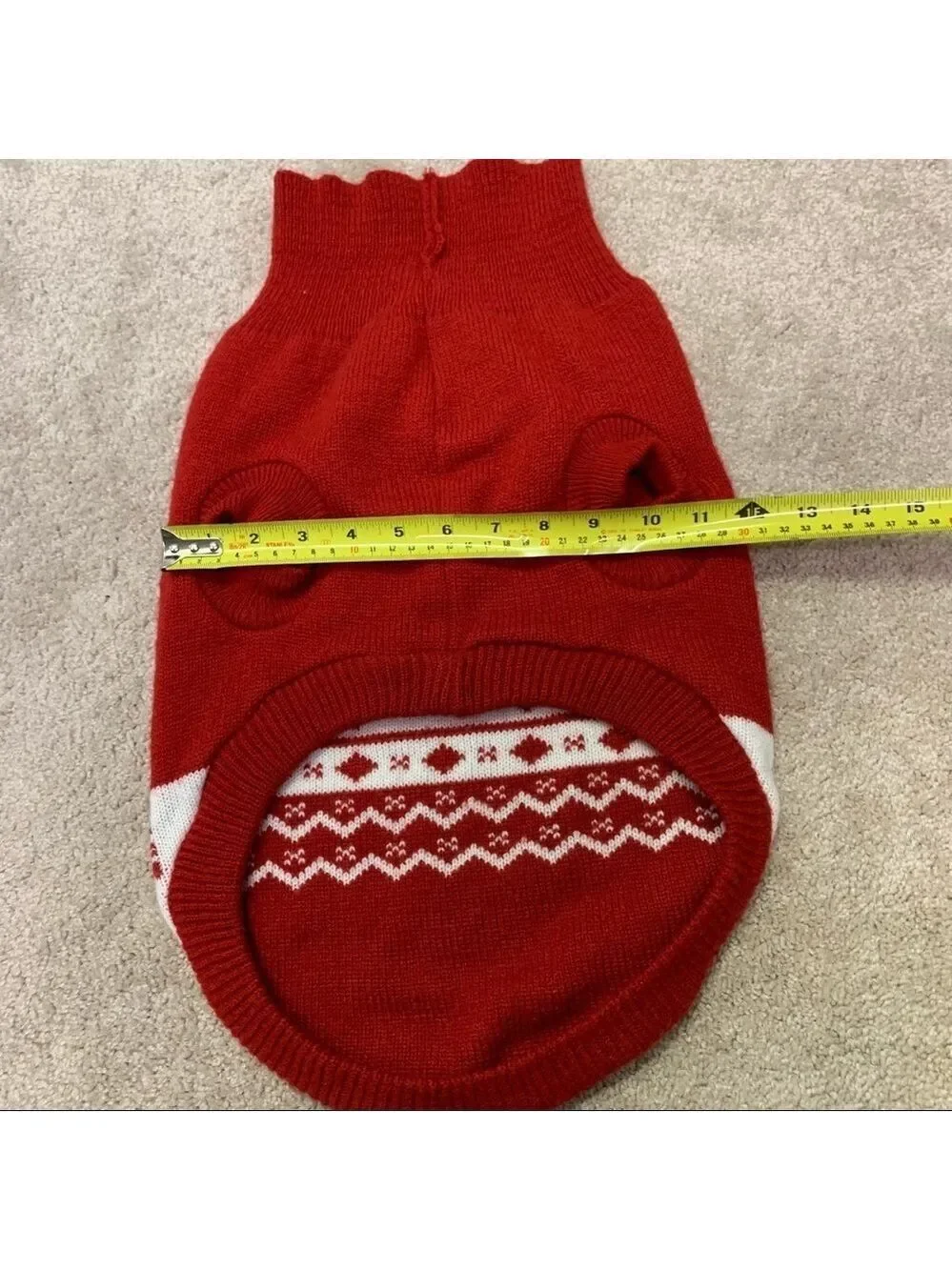 Small breed dog red white snowflake knit turtleneck sweater size large